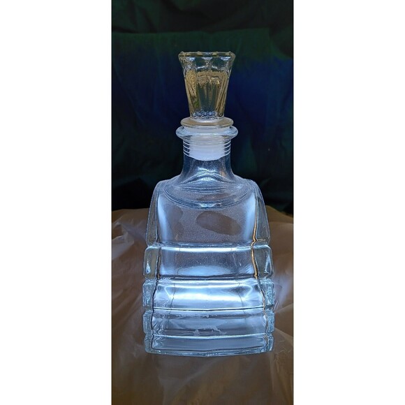 Vintage Art Deco Clear Glass Decanter With Stopper 7 3/4" - Picture 12 of 13